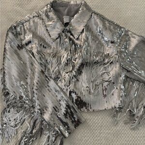 Silver Sequin Fringe Jacket